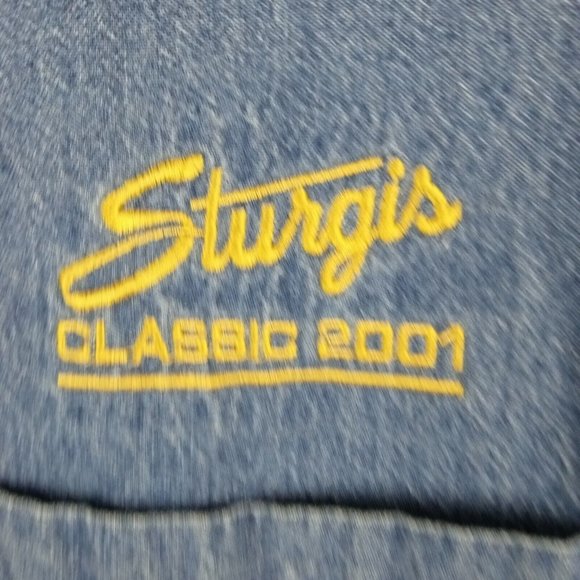 Vintage Sturgis 2001 Mens Shirt Button Down Denim Blue Embroidered Pockets Large - Picture 5 of 12